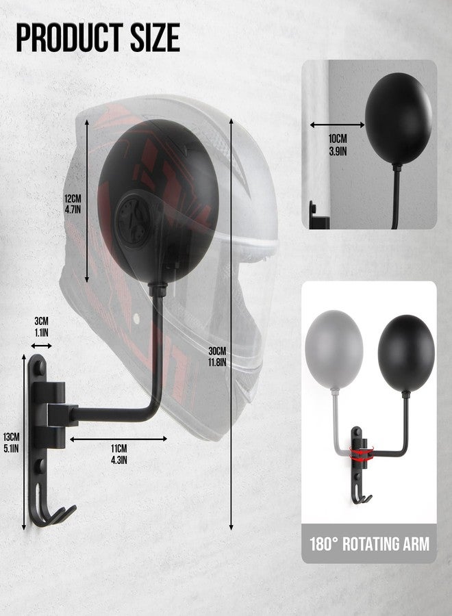 PUERSI Helmet Holder Wall Mount - 2 Pack 180° Rotation Helmet Hanger for Motorcycle Bike Racing Outerwear Sports Gear Display - Image 4