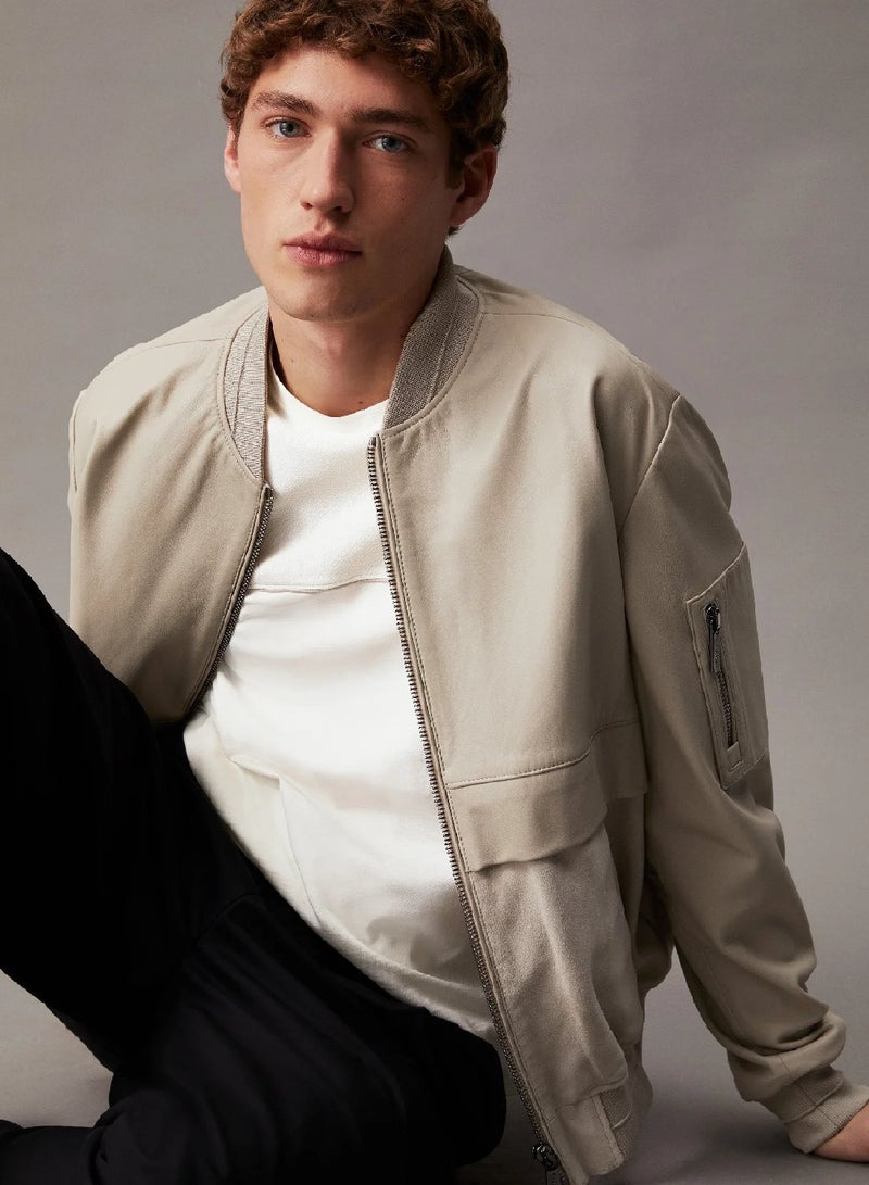 CALVIN KLEIN Leather Bomber Jacket - Image 3