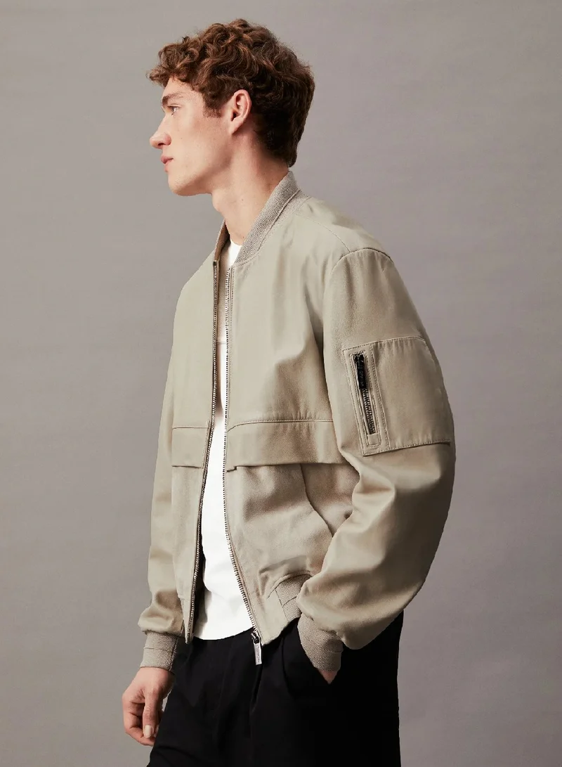 CALVIN KLEIN Leather Bomber Jacket