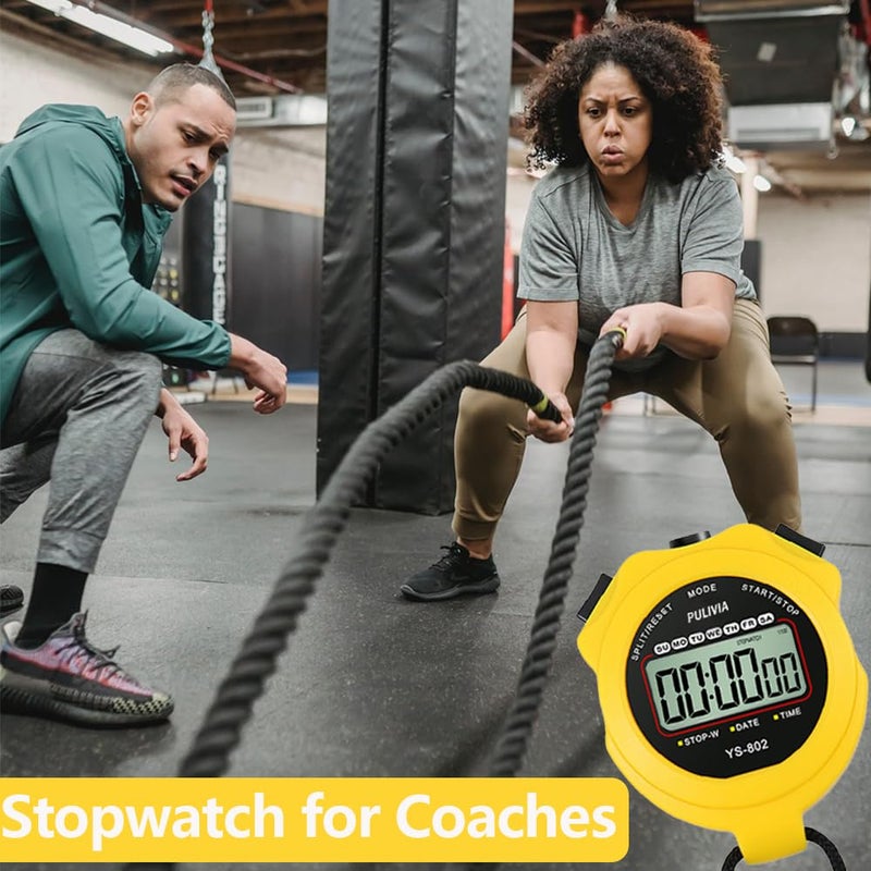 PULIVIA Sports Stopwatch Timer, Single Lap Split Digital Stop Watch for Sports Kids Coaches Swimming Running, Yellow - Image 5