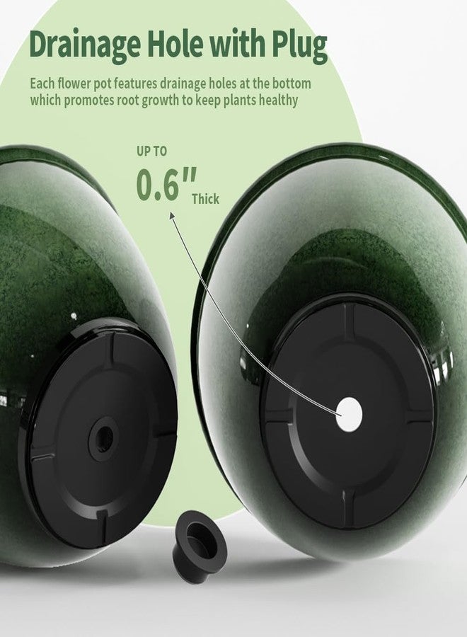 Vanslogreen 8 Inch Plastic Plant Pots Pack of 4, Glossy Smooth Finish Planter with Drainage Hole, Flower Pots for Indoor Outdoor Succulent Snake Plants (Green) - Image 3