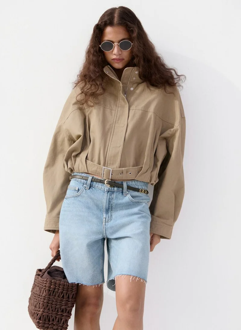 MANGO  Straight Low-Rise Denim Bermuda Shorts for Women | Best Price UAE