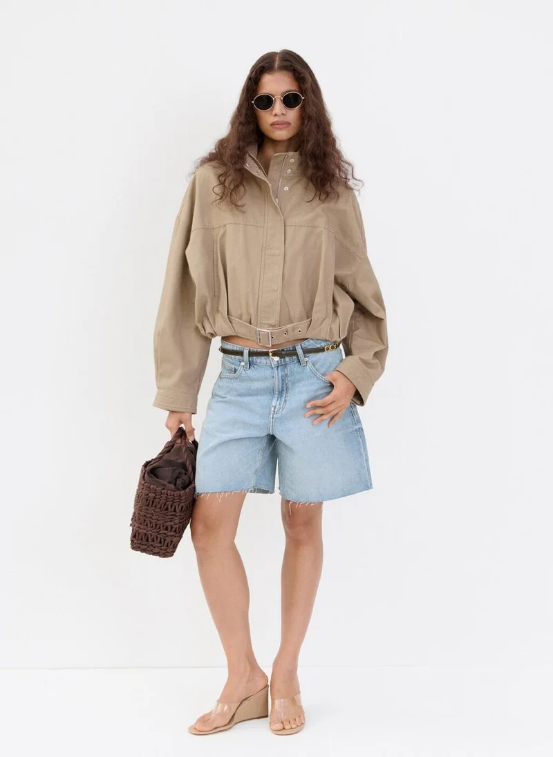 MANGO  Straight Low-Rise Denim Bermuda Shorts for Women | Best Price UAE
