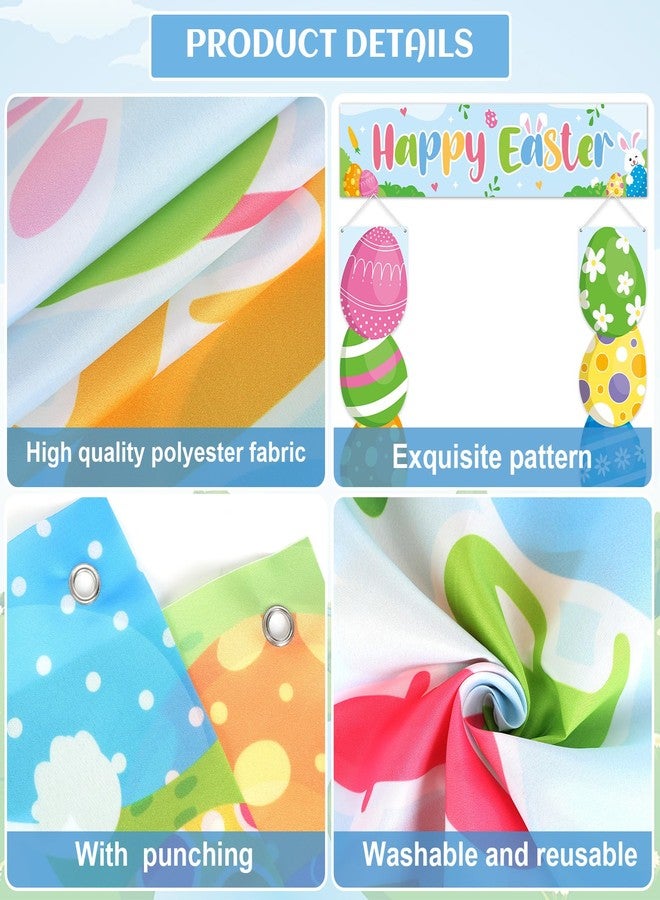 CHUNNIN Happy Easter Door Banner Easter Door Hanging Decoration Easter Party Themed Porch Sign Banner Easter Egg Front Door Hanging for Spring Theme Easter Bunny Indoor Outdoor Easter Party Supplies - Image 3