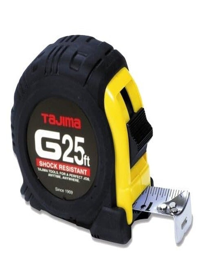 شريط قياس مقاوم للصدمات من سلسلة G من Tajima G-25BW، مقاس 25 قدمًا × 1 بوصة - بمقياس قياسي