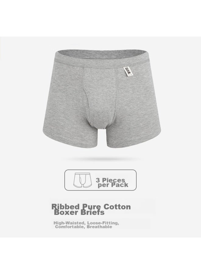 Your Sun Yiershuang 3-pack 100% Pure Cotton Men's Underwear, Ribbed Boxer Briefs - Image 1