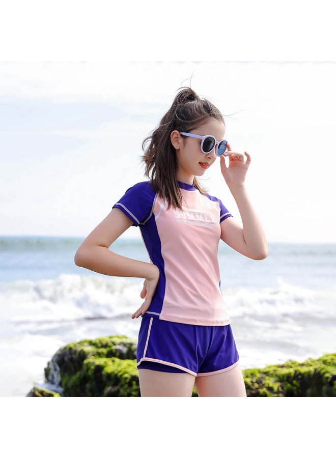 Girls' Swimwear Split Middle And Big Kids Students Conservative Swimwear Teenage Teenage Children Girls' Swimwear