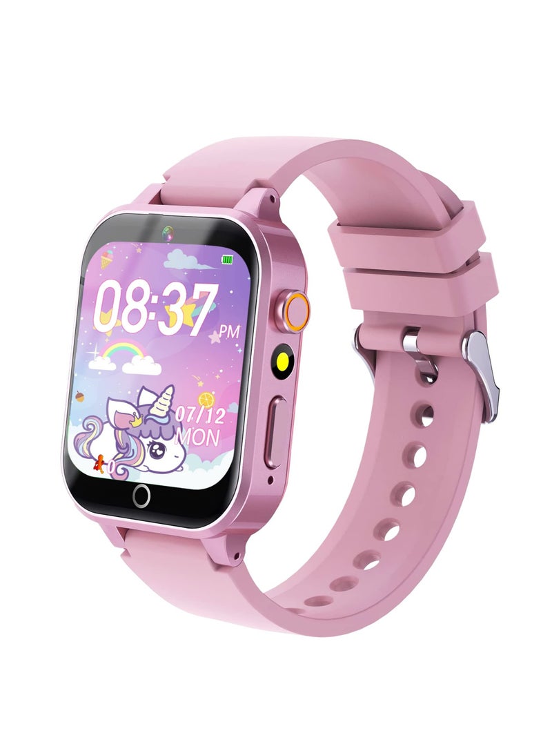 Alyashmac Smart Watch for 4-12 Year-old Kids, Comes with Video, Camera, Music Player Functions and 26 Games (Pink) - Image 1