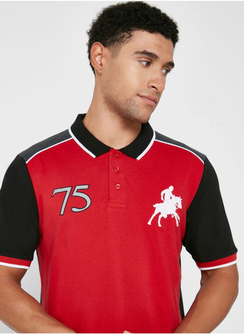 Seventy Five - Colourblock Polo Shirt - Image 1