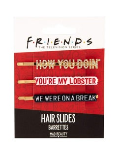 Mad Beauty FRIENDS TV Show Gold Hair Slides, Hair Barrettes with Friends-Themed Sayings, How You Doin’, You’re My Lobster, We Were On a Break 