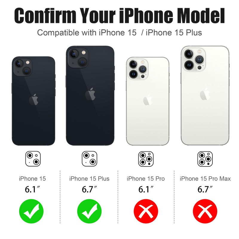 AGVEE 3+3 6 Pack for iPhone 15 6.1" / 15 Plus 6.7" Camera Lens Protector, Bling Diamond & Bling Glitter Metal Ring 9H Tempered HD Glass Camera Cover Film, Bling-Rose - Image 2