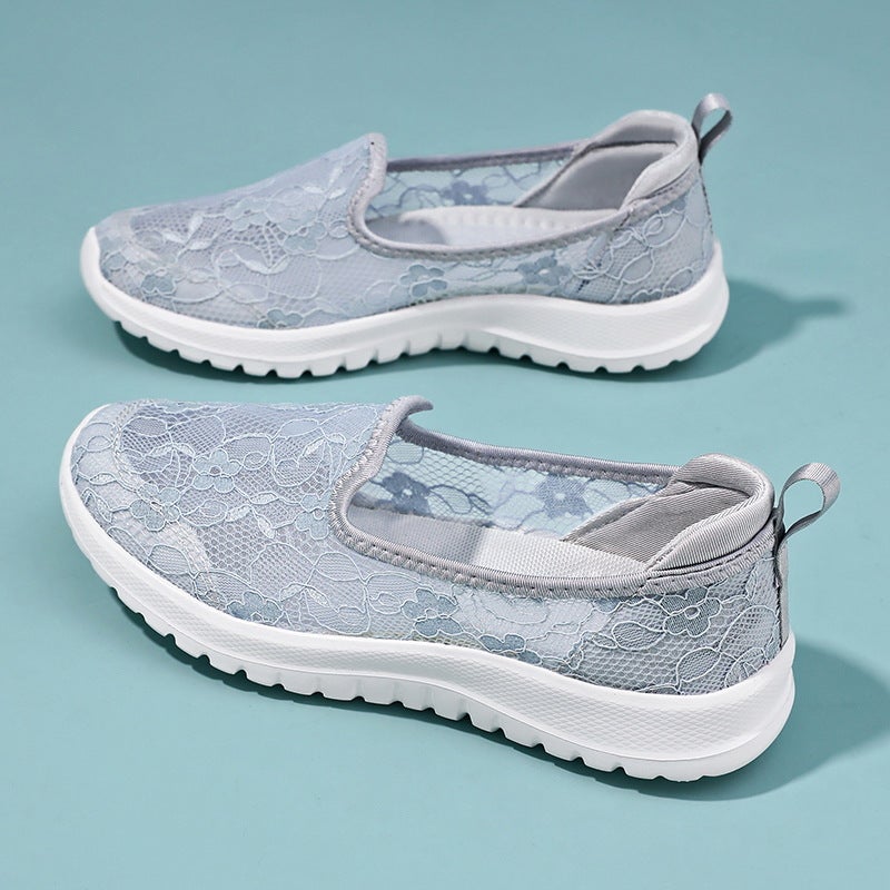 Women'S Slip-On Lace Mesh Breathable Mother'S Shoes Lightweight Soft Sole Non-Slip Walking Shoes For The Elderly - Image 4