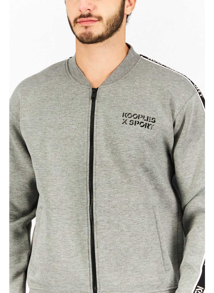Kooples x Sport - Men Sportswear Fit Long Sleeve Outdoor Jacket, Grey Combo - Image 1