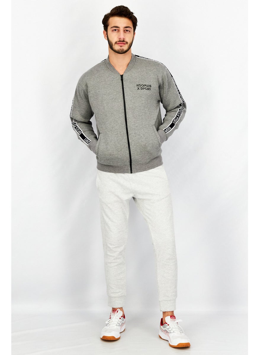 Kooples x Sport - Men Sportswear Fit Long Sleeve Outdoor Jacket, Grey Combo - Image 1