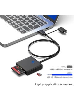 HOOKOR USB 3.0 Memory Card Reader, 4in1 USB USB-C to SD Micro SD MS CF Card Reader Adapter Compatible with iPhone 15 Pro/Max, MacBook Pro/Air 2023, iMac, S23, XPS 17, Surface Book 3 and More  - Image 2