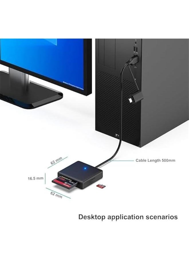 HOOKOR - USB 3.0 Memory Card Reader, 4in1 USB USB-C to SD Micro SD MS CF Card Reader Adapter Compatible with iPhone 15 Pro/Max, MacBook Pro/Air 2023, iMac, S23, XPS 17, Surface Book 3 and More - Image 1
