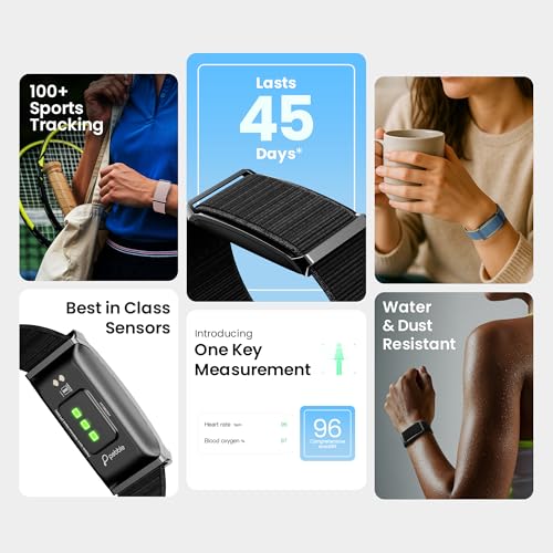 Pebble Newly Launched Qore Fitness Band with 45 Days Battery Life| 100+ Sports Modes| Advanced Health Tracking HR| SpO2| Stress| Sleep| OneKey Measurement| Smart Notifications - (Camo Green) - Image 2