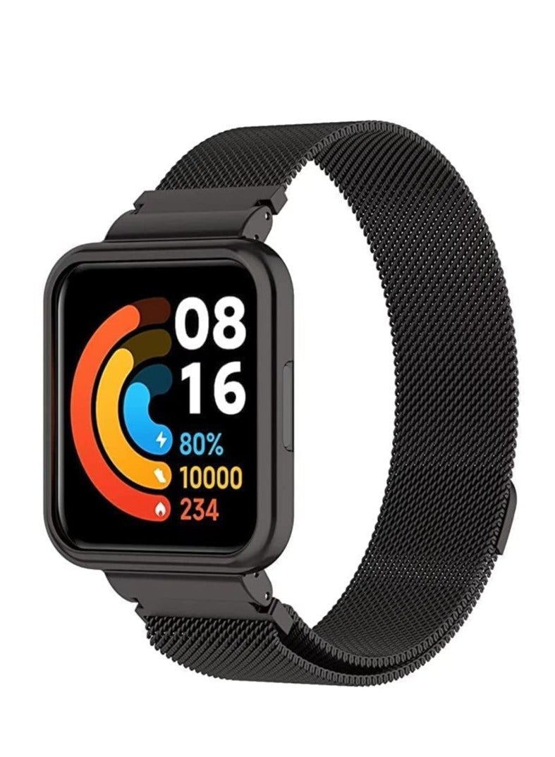 Metal Strap Compatible with Xiaomi Redmi Watch 2 Lite, Stainless Steel Replacement Metal Strap for Xiaomi Redmi Watch 2 Lite (Black) - Image 1