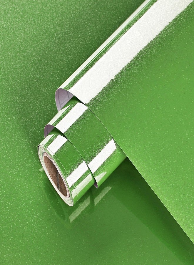 Wallercity ورق لاصق أخضر لامع من والرسيتي لأسطح العمل، ورق لاصق فينيل ذاتي اللصق لخزائن المطبخ، ورق جدران أخضر لامع، ورق جدران لامع قابل للإزالة، مقاس 15.8 بوصة × 118 بوصة. - Image 2