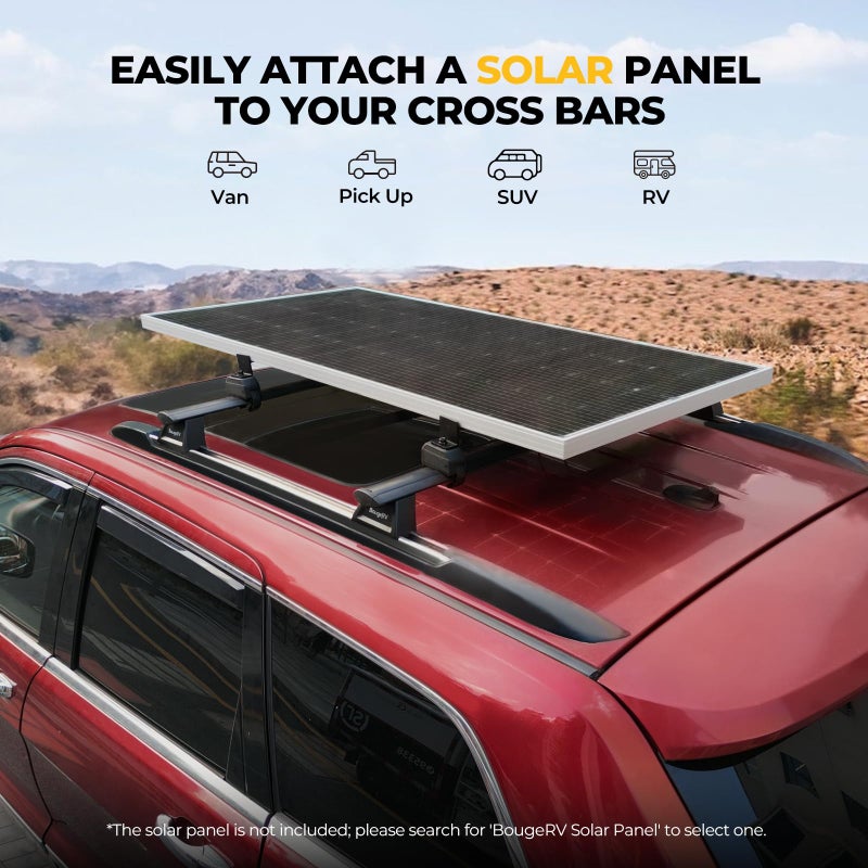 BougeRV Solar Panel Crab Mounting Kit for Cars with Cross Bars, Roof Rack Clamps Fits Most Luggage Rack Without Drilling, 100 to 200 Watt Solar Panel Mounting Brackets, Auto Off-Grid Solar Systems - Image 2