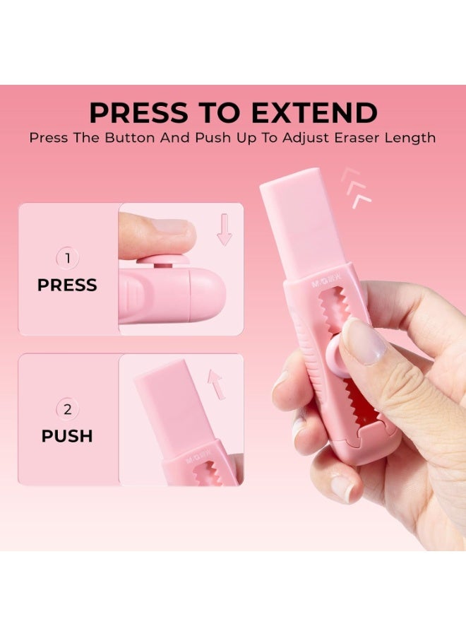 M&G Sliding Retractable PVC Pencil Eraser with Push-Pull Design, Soft Rubber Eraser for Students, Kids, School, Office, Home, Artists and Architects, Pink, 1 Pack - Image 3