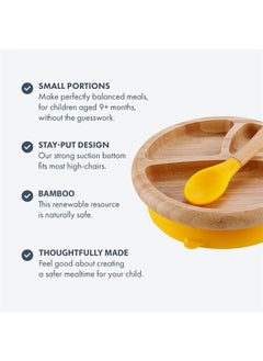 Avanchy ® Baby Plates Divided Bamboo with Suction for Babies Kids Toddler Food with Silicone Spoon for Feeding, Green  - Image 2
