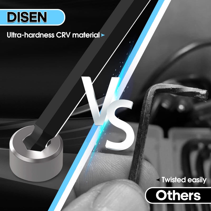 DISEN 13 Pieces Hex Key Allen Wrench Set Metric Size with Ball End, 1.27-10 MM, Long Arm Ball Design, Chrome Vanadium Steel - Image 3