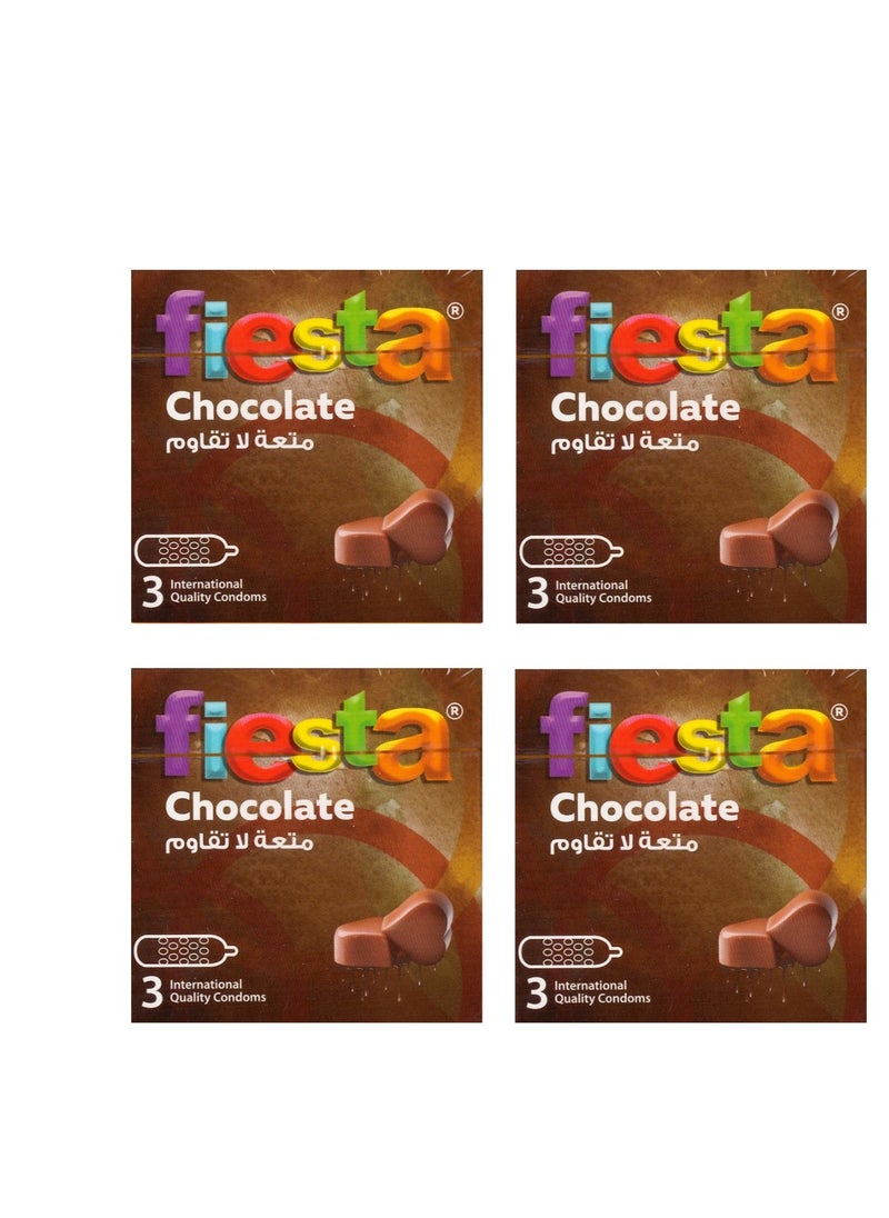 FIESTA - Fiesta Chocolate Condoms Dotted & Flavored 4 Packs Of 3 Condoms - Image 1