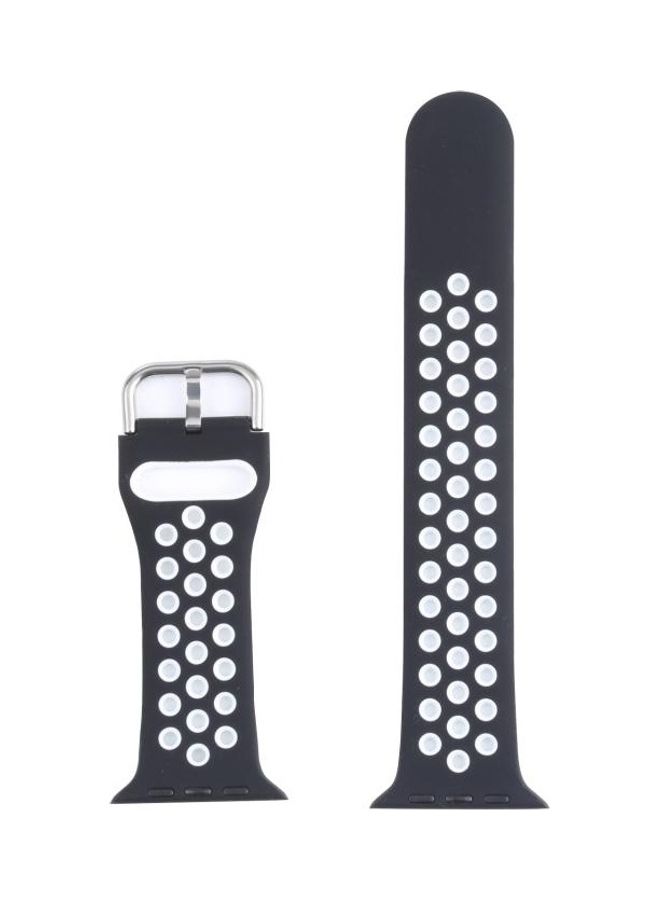 نيبمينينت سوار بديل بإبزيم معدني لساعة أبل سيريس 7 مقاس 45 مم/ 6 SE و5 و4 44 مم/3 و2 و1 42 مم أسود/ أبيض - Image 3