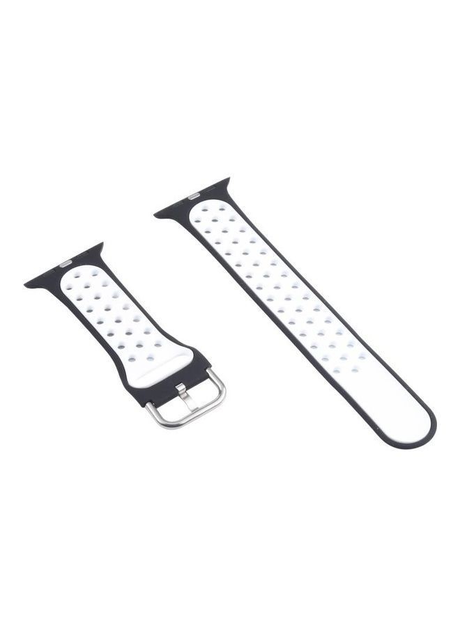 نيبمينينت سوار بديل بإبزيم معدني لساعة أبل سيريس 7 مقاس 45 مم/ 6 SE و5 و4 44 مم/3 و2 و1 42 مم أسود/ أبيض - Image 4