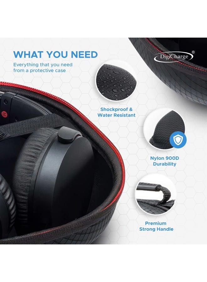DigiCharge Hard Protective Carry Case for Sony, JBL, Beats, Bose Over-Ear Headphone and for SteelSeries Nova Arctis Prime, Mpow, Beexcellent, Logitech Gaming Headset 19x23cm Max Headphones Case Cover - Image 5