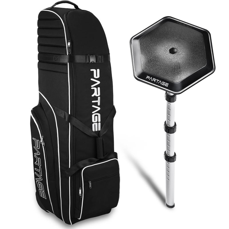 Partage Golf Travel Bag with Support System Golf Travel Case for Airlines 900D Heavy Duty Oxford Black