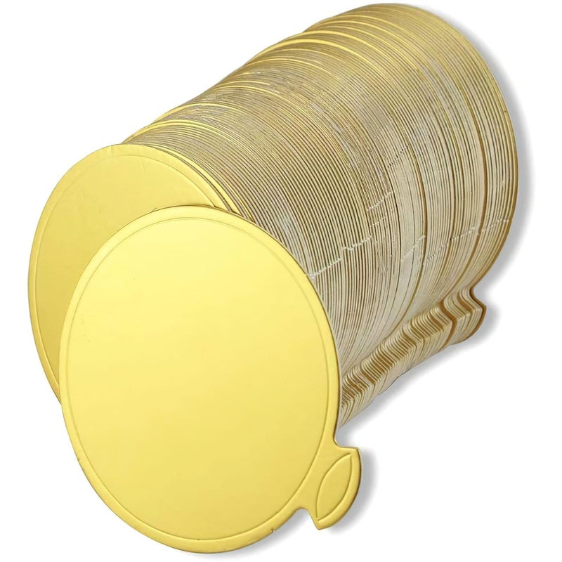 HansGo Mini Round Golden Cardboard Cake Base, Mousse Cake Boards 100PCS Paper Plates Circle Dessert Board Base Grease - Image 3