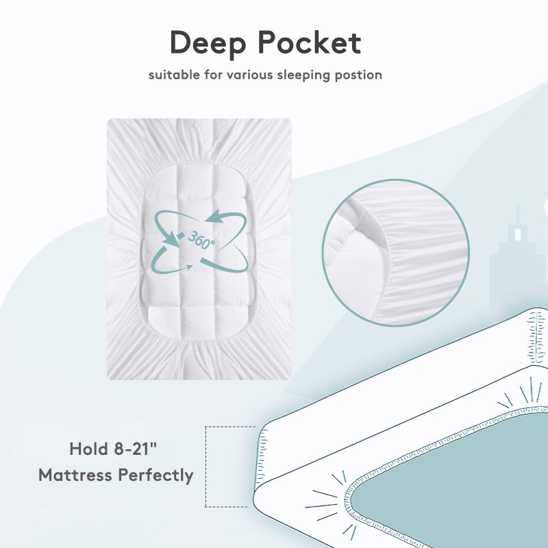 SameBed Mattress Topper Full,Extra Thick Mattress Pad Cover for Back Pain,Cooling Mattress Protector with 8-21 Inch Deep Pocket,Overfilled Down Alternative Filling - Image 3