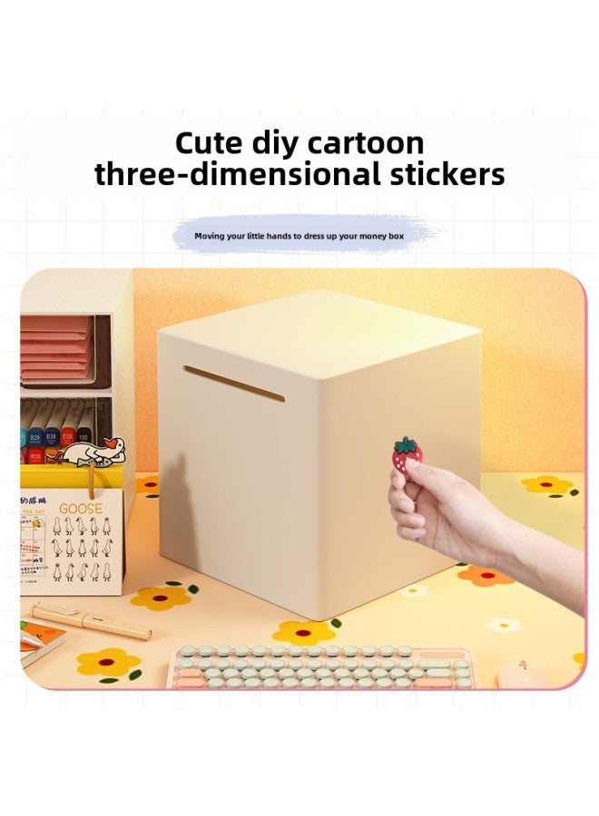 Piggy Bank Only In And Out Of Children's Large Capacity Piggy Bank Boys And Girls Metal Not Desirable Cash Box Wholesale-Color:[DIY Complimentary Three-dimensional Sticker] Sky Blue -15*15 (110000 Can Be Saved) - Image 3