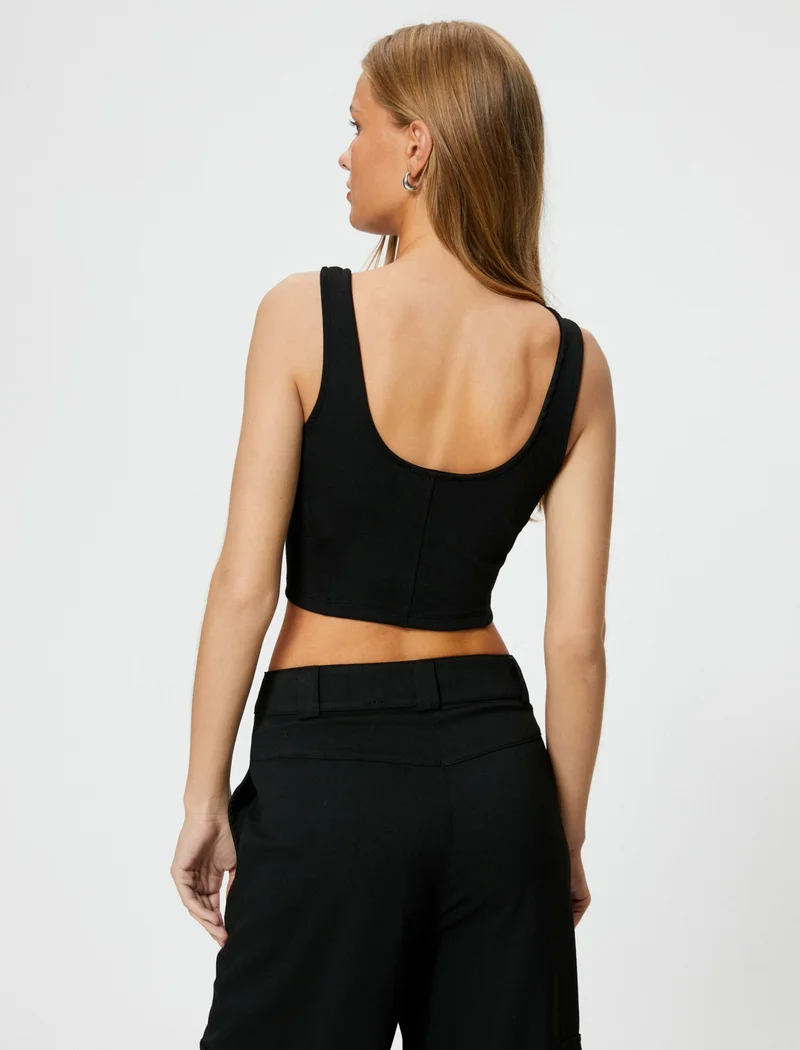 كوتون Cotton Crop Tank Top U Neck Strap