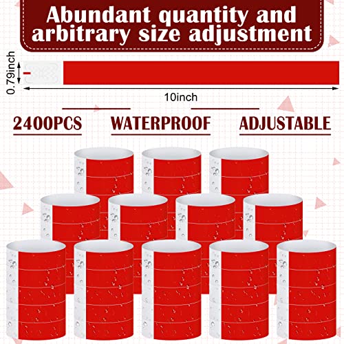 Tudomro 2400 Pack Neon Paper Wristbands Bulk Waterproof Lightweight Adhesive Concert Events Party for Hand Wrist Arm IdentificationRed - Image 3