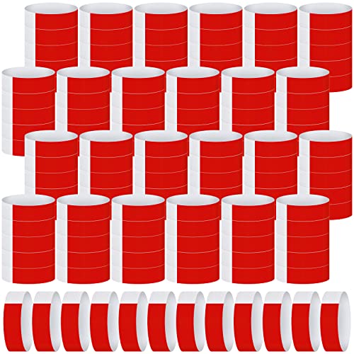 Tudomro 2400 Pack Neon Paper Wristbands Bulk Waterproof Lightweight Adhesive Concert Events Party for Hand Wrist Arm IdentificationRed - Image 1