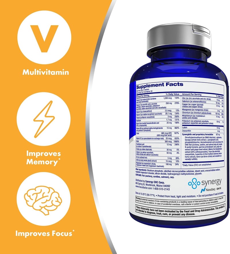Focus Factor Adults Brain and Vision Supplement 120 Count  Eye Vitamin Mineral Supplement  Complete Multivitamin wLutein  Zeaxanthin  Brain Supplement for Focus Concentration Memory - Image 2