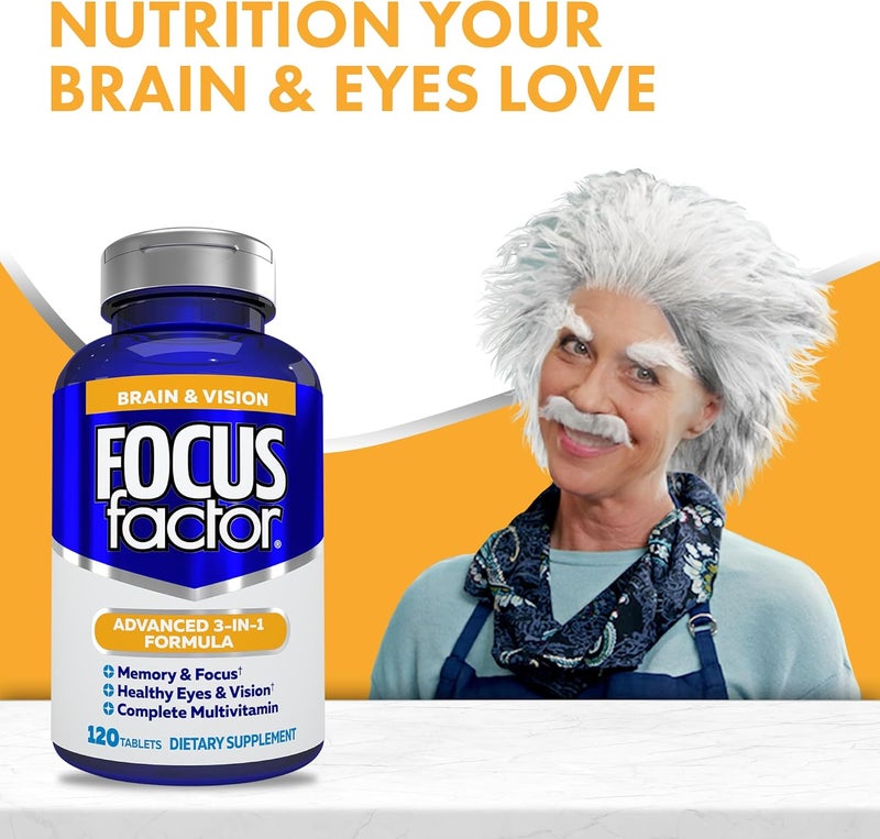 Focus Factor Adults Brain and Vision Supplement 120 Count  Eye Vitamin Mineral Supplement  Complete Multivitamin wLutein  Zeaxanthin  Brain Supplement for Focus Concentration Memory - Image 4