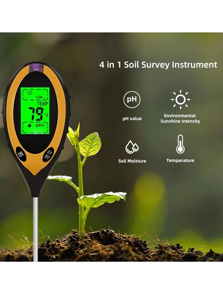 4-In-1 Soil Nutrient Content Detector High Precision Instrument for Plants Soil Survey, Measuring Light, Temperature, Humidity, and pH - Image 2