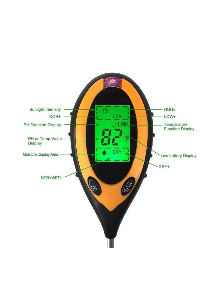 4-In-1 Soil Nutrient Content Detector High Precision Instrument for Plants Soil Survey, Measuring Light, Temperature, Humidity, and pH - Image 5