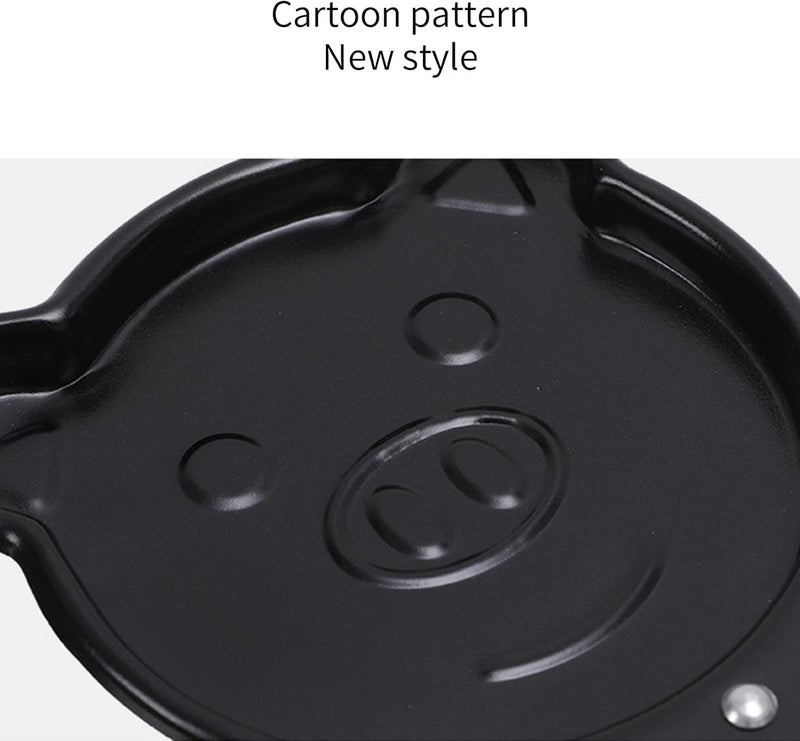 RIGJAK Mini Non-Stick Cartoon Shape Frying Pan for Eggs, Pancakes & Omelettes - Cute Pig Design Breakfast Cookware, Compact & Durable Black Steel Skillet for Kids & Fun Cooking, Portable Kitchen Tool - Image 4