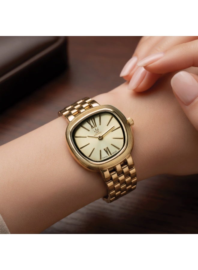 IMPERIAL Women's IPG Stainless Steel Watch, Champagne Dial, Y121 Movement, Butterfly Clasp, 3ATM Watch for Women | IMP.GZ8691L8863 - Image 4