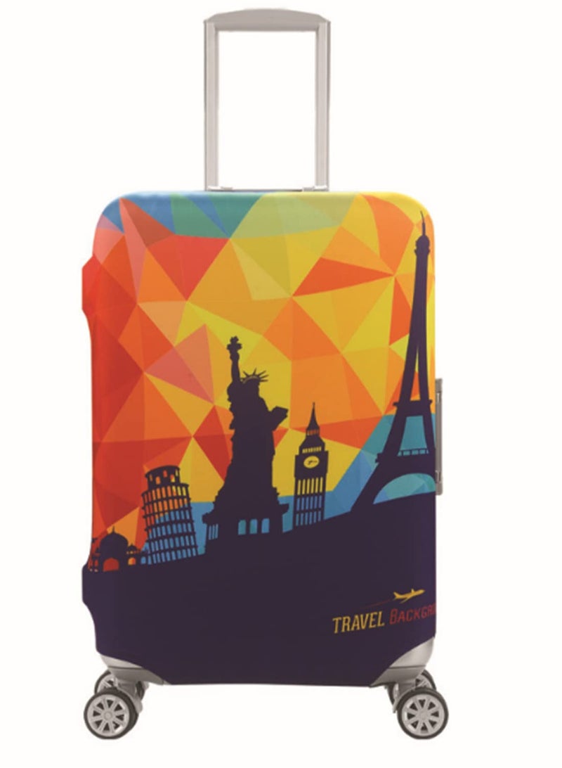 Thick Elastic World Map Luggage Protective Cover Zipper Suitcase For 22-24 Inch Bag Trolley Travel Accessories Durable Stretchable Universal Fit - Image 1