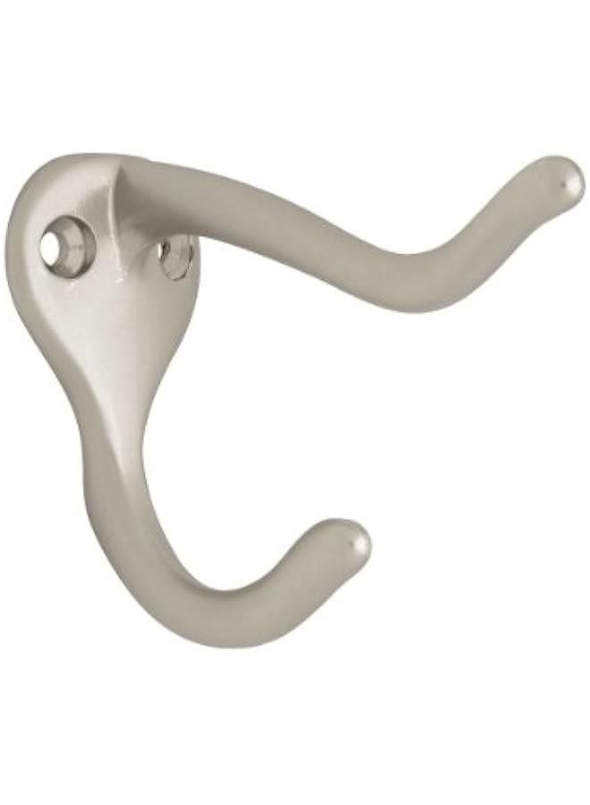 Arabest Heavy Duty (1-Pack) Coat and Hat Wall Hooks Double Hooks for Mounted Hanging Matte Nickel Wall Mount Hanger Backpack, Purse, Bag, Towel Organization Decorative Wall Hooks B59303G-SN-C - Image 1