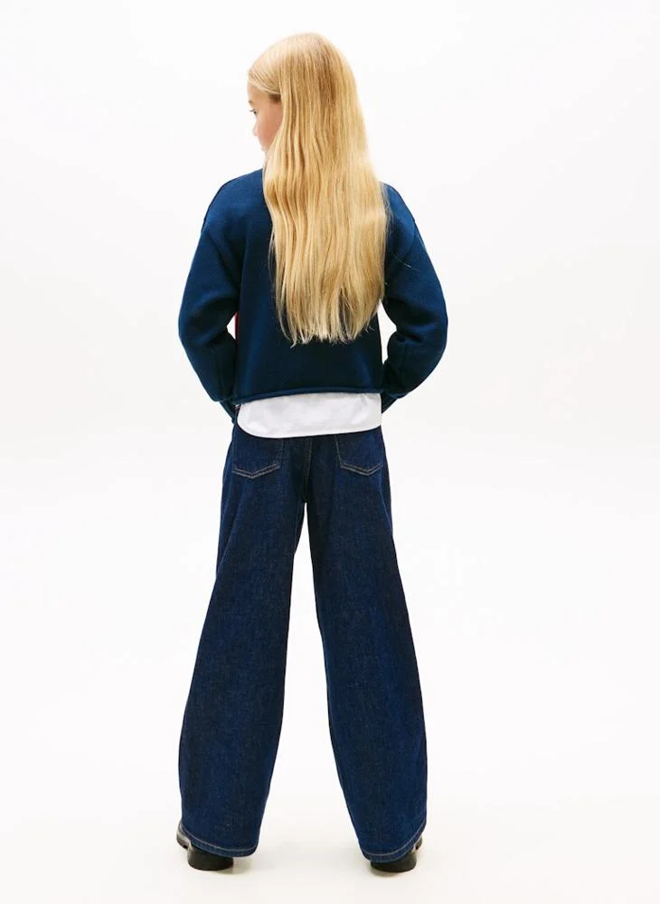 تومي هيلفيغر Kids Logo Print Crew Neck Sweater