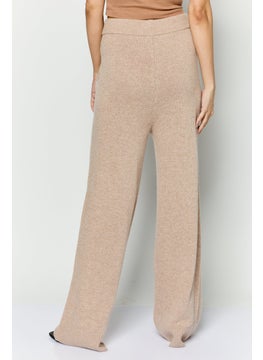 ESPRIT Women Regular Fit Knitted Straight Leg Pants, Tan  - Image 3
