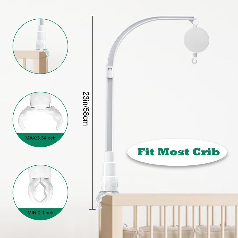 LIUDHPSP 23 inch Baby Crib Mobile Bed Bell Holder Arm Bracket, with Music Box, The Claw Part can be Adjusted Width-DIY Toy Decoration - Image 2