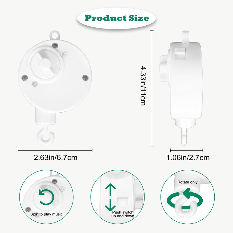 LIUDHPSP 23 inch Baby Crib Mobile Bed Bell Holder Arm Bracket, with Music Box, The Claw Part can be Adjusted Width-DIY Toy Decoration - Image 3